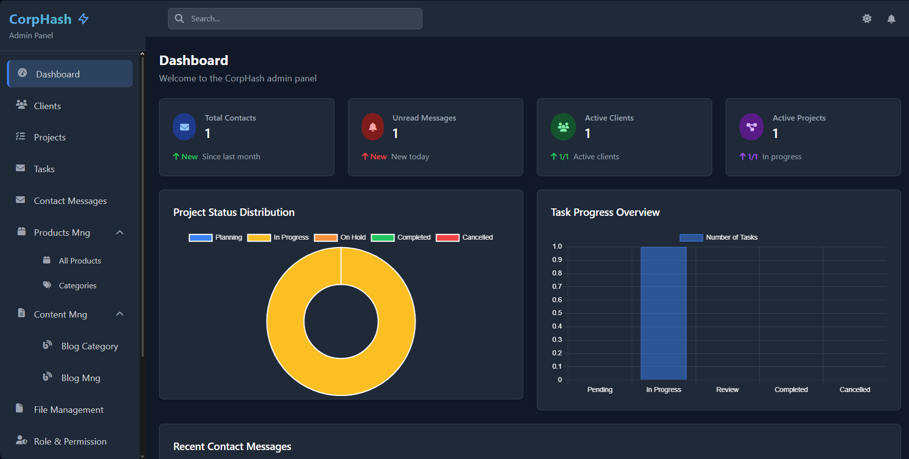 CorpHash – CRM Admin Panel